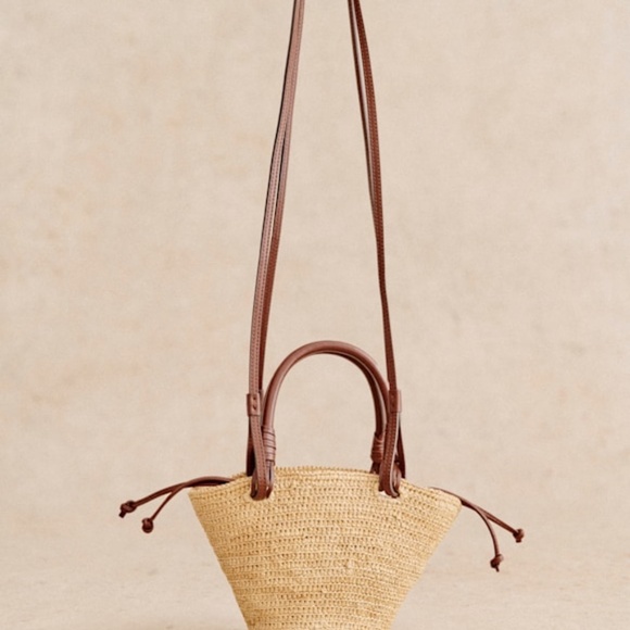 Sezane Justine Mini Basket Bag Natural Raffia - Size TU - Picture 5 of 12